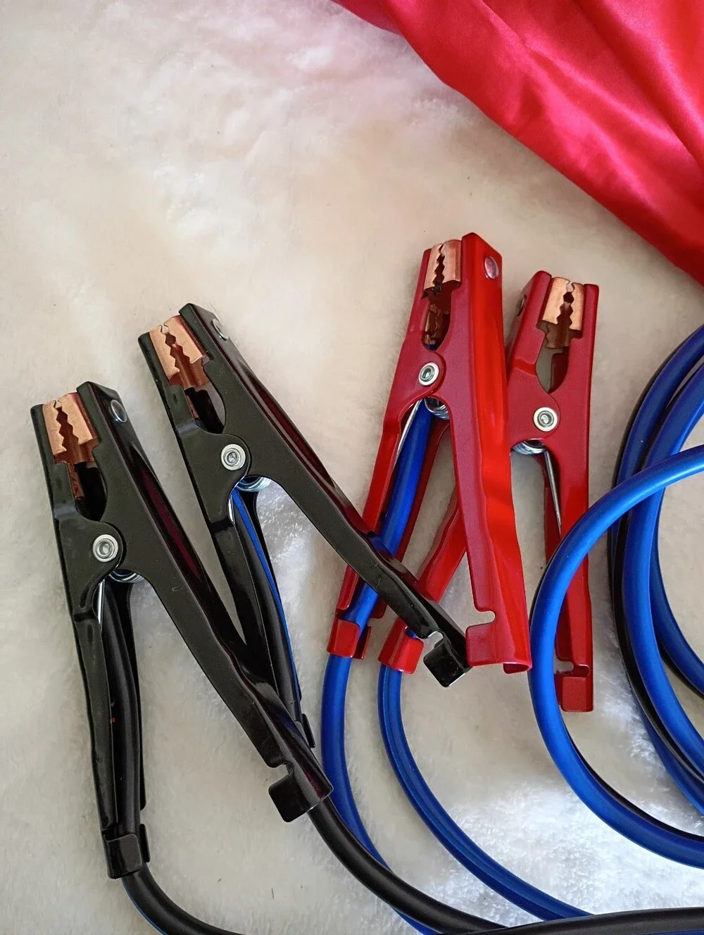 Universal Blue and Black Heavy-Duty Jump Starter Cables with Yellow Connector